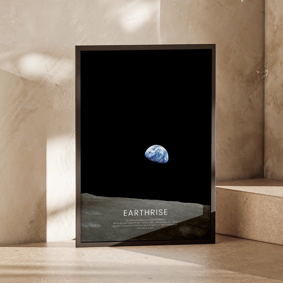 Earthrise Apollo 8 Space Poster, NASA Moon Photography Wall Art, Astronomy Print