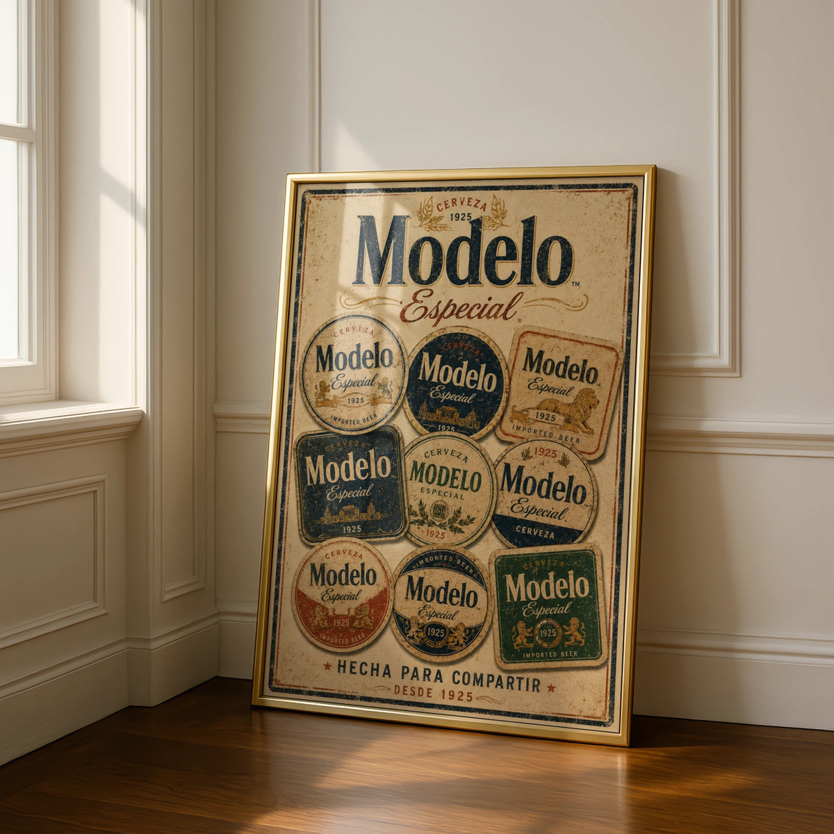 Modelo Especial Cerveza Vintage Beer Coaster Poster, Retro Bar Wall Art Print