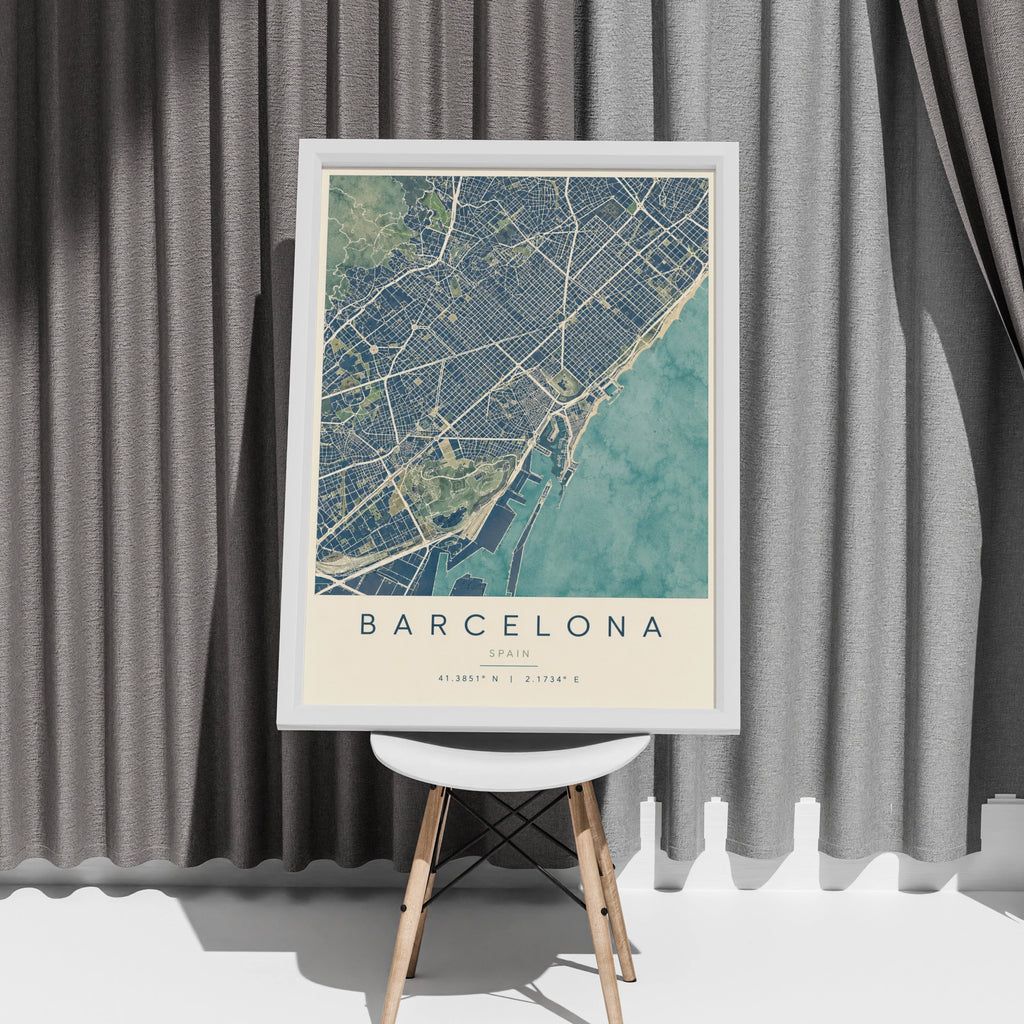 Barcelona Map Poster, Spain City Map Print, Watercolour Street Map, Travel Wall Art