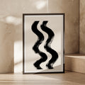 Abstract Swirl Poster, Black Cream Brushstroke Wall Art, Minimalist Wavy Lines Print