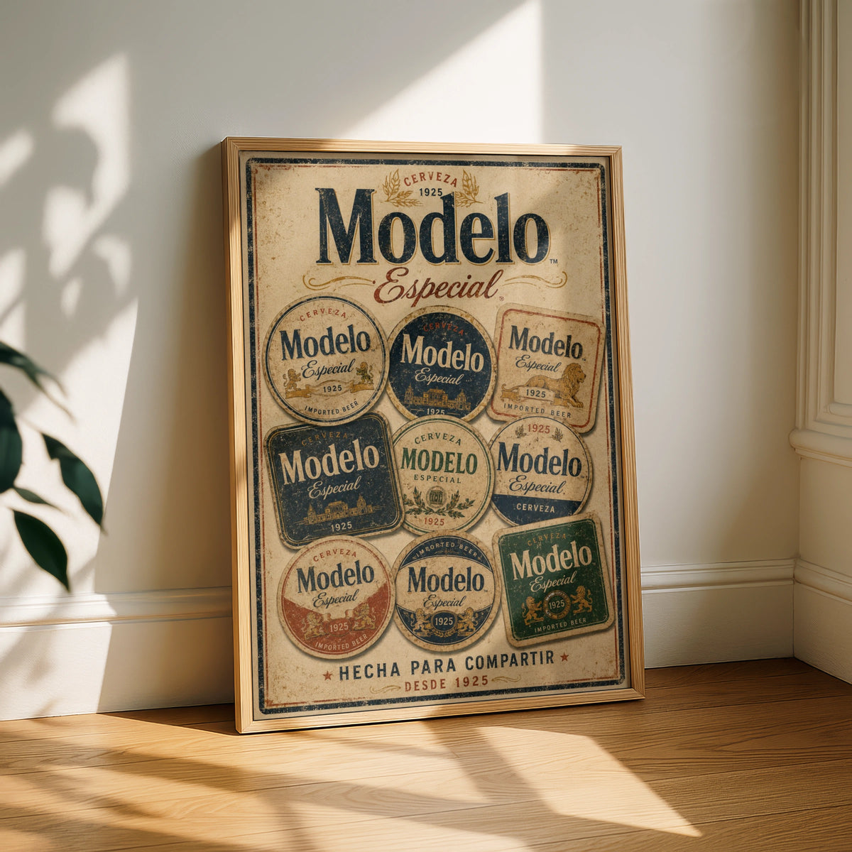 Modelo Especial Cerveza Vintage Beer Coaster Poster, Retro Bar Wall Art Print