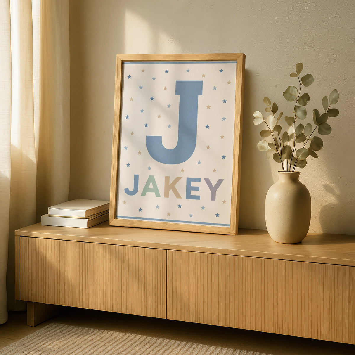 Personalized Name Print, Letter  Boys Nursery Poster, Star Wall Art, Baby Gift