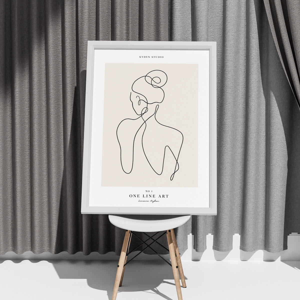 One Line Art Woman Poster, Minimalist Female Figure Print, Beige Wall Art