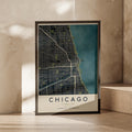 Chicago Map Poster, Illinois City Street Map Print, Navy Blue Wall Art, USA