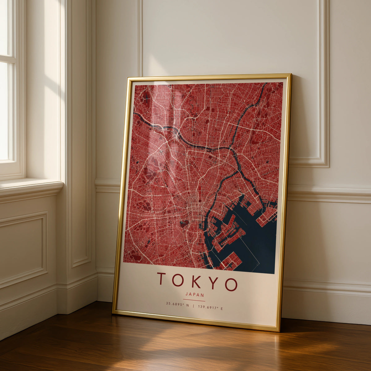 Tokyo Map Poster, Japan City Street Map Print, Red Navy Wall Art, Travel Gift