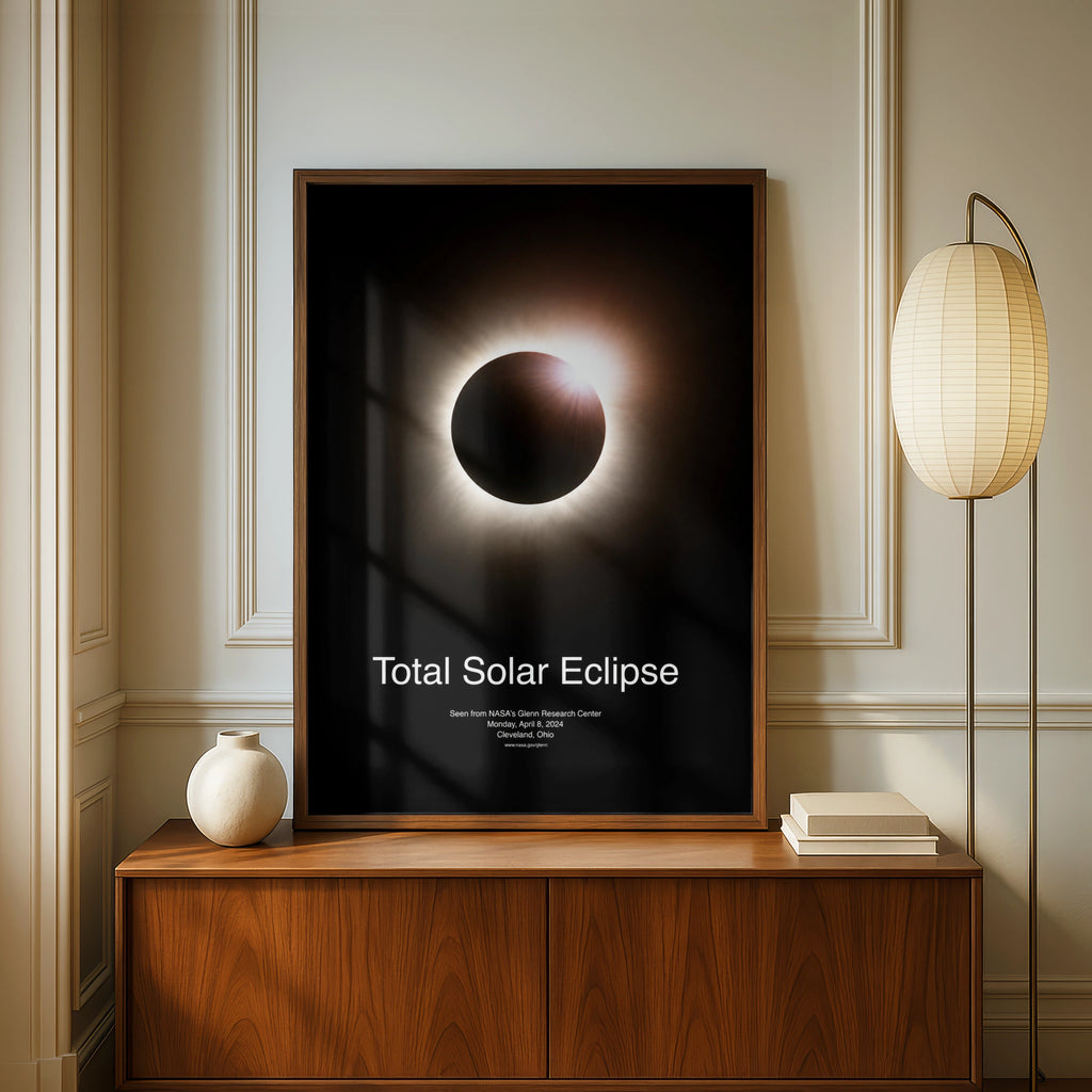 Total Solar Eclipse Poster, April 2024 NASA Photo, Space Wall Art, Black Corona Print
