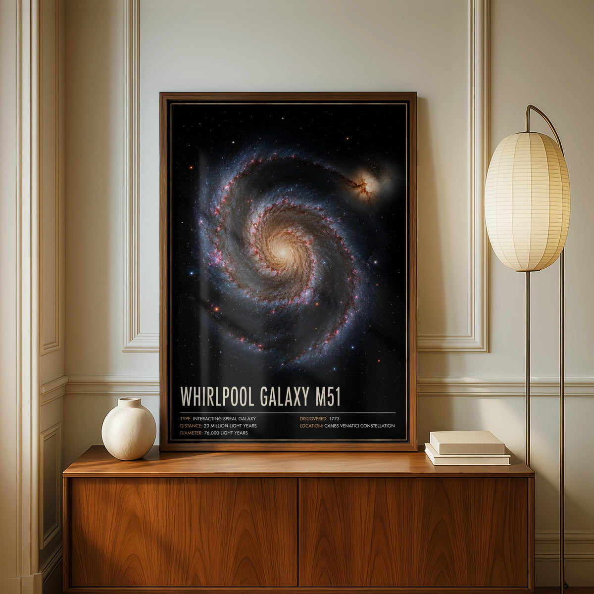 Whirlpool Galaxy M51 Poster, Space Art Print, Spiral Galaxy Wall Decor, Astronomy