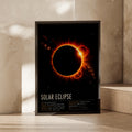 Solar Eclipse Poster, Space Wall Art, Astronomy Print, Black Orange Galaxy Decor