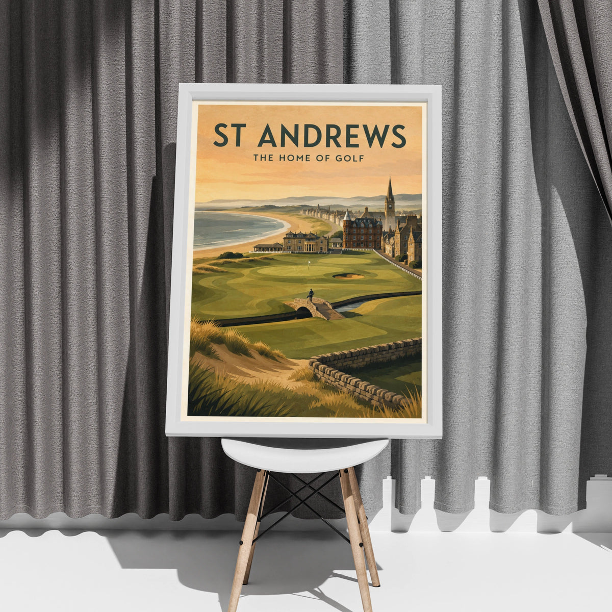 St Andrews Golf Poster, Home of Golf Print, Scotland Travel Wall Art, Vintage Style