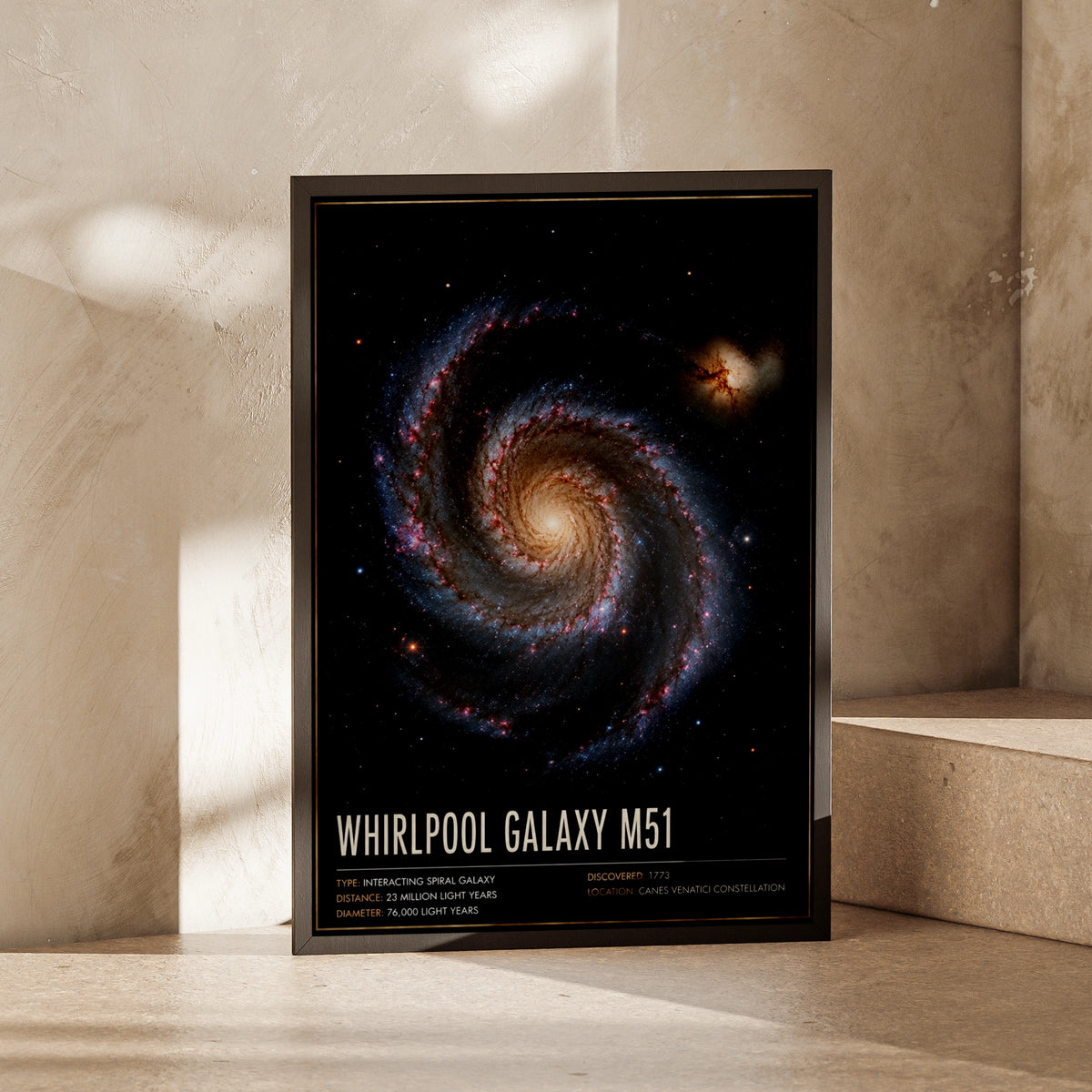 Whirlpool Galaxy M51 Poster, Space Art Print, Spiral Galaxy Wall Decor, Astronomy