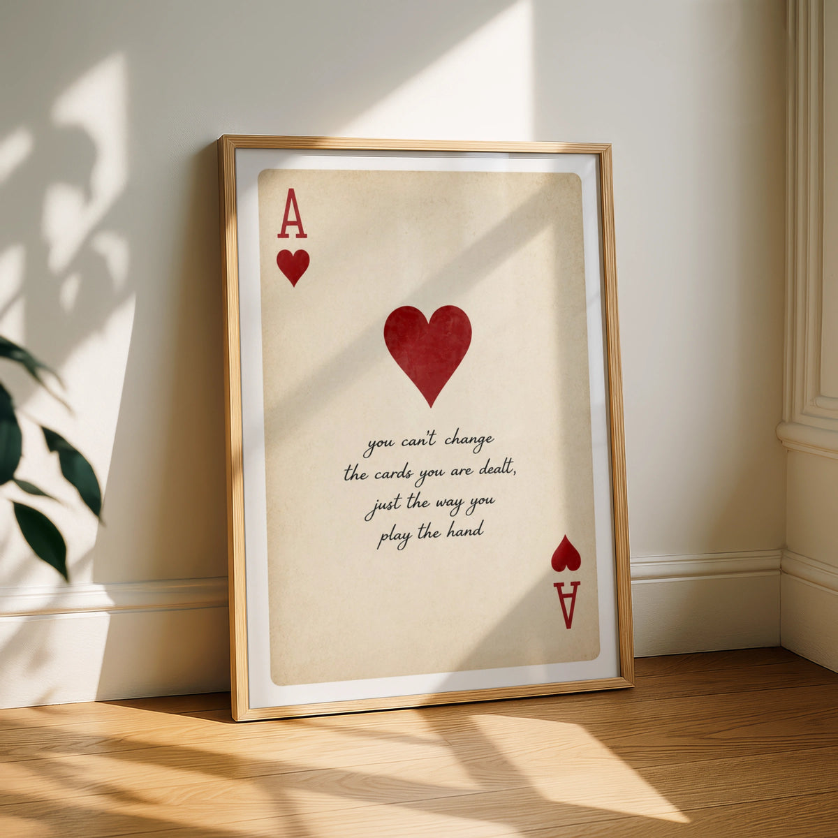 Ace of Hearts Playing Card Quote Poster, Vintage Card Wall Art Print, Mancave