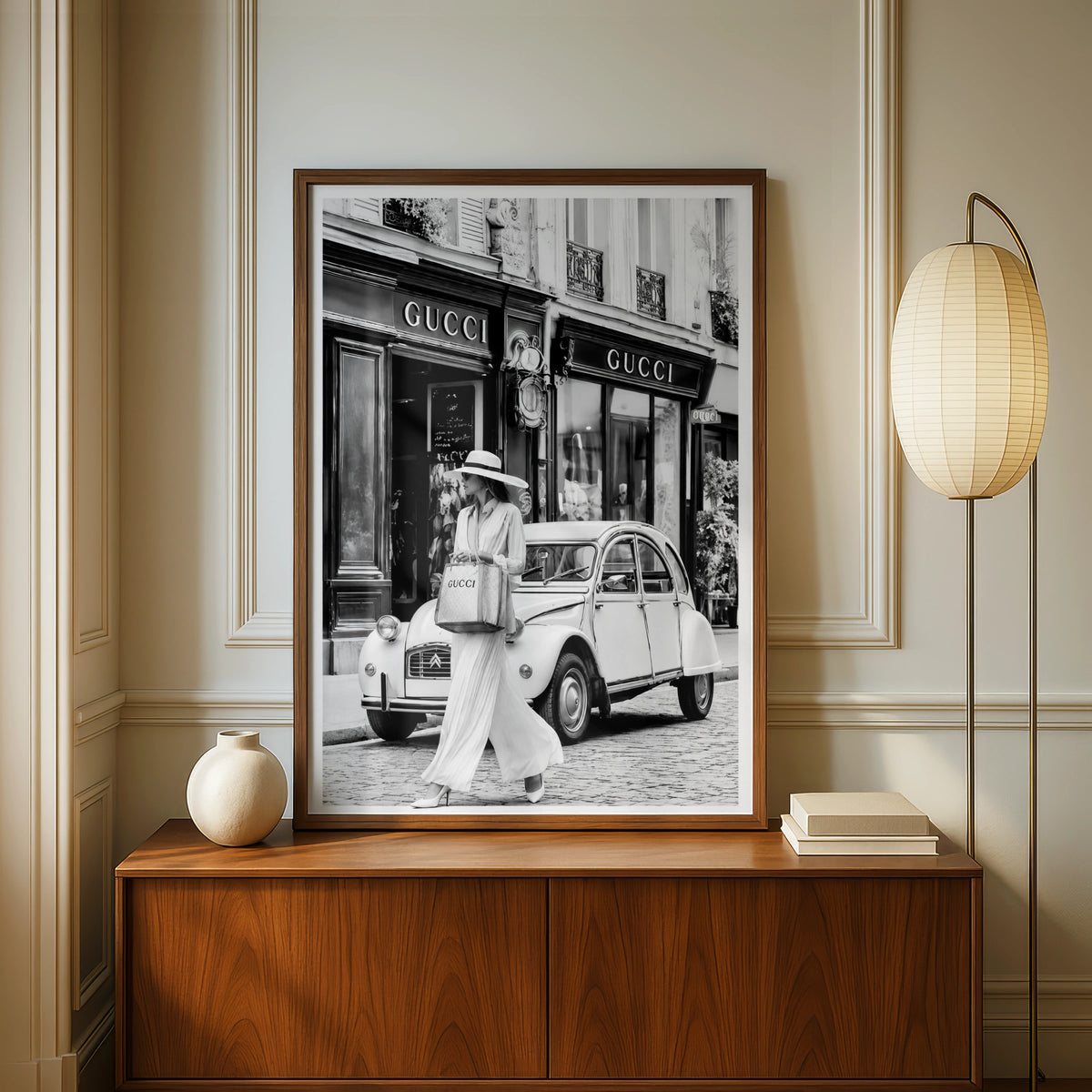 Paris Fashion Poster, Luxury Shopping Wall Art, Black White Chic Street Print