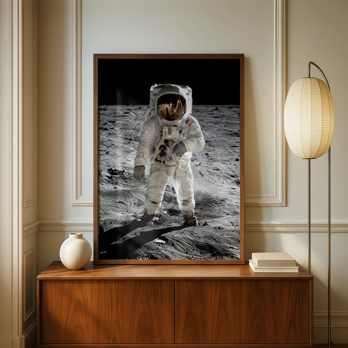 Astronaut Moon Landing Poster, Space Explorer Wall Art, NASA Lunar Print
