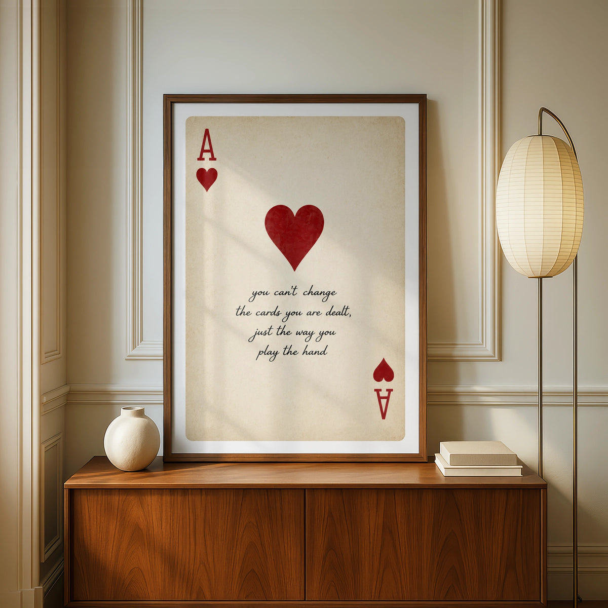 Ace of Hearts Playing Card Quote Poster, Vintage Card Wall Art Print, Mancave