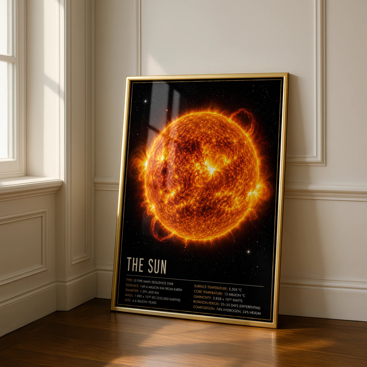 The Sun Space Poster, Solar System Wall Art, Astronomy Science Print, Office Decor