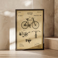 Vintage Bicycle Patent Print, 1889 Antique Bike Diagram, Cycling Wall Art Poster