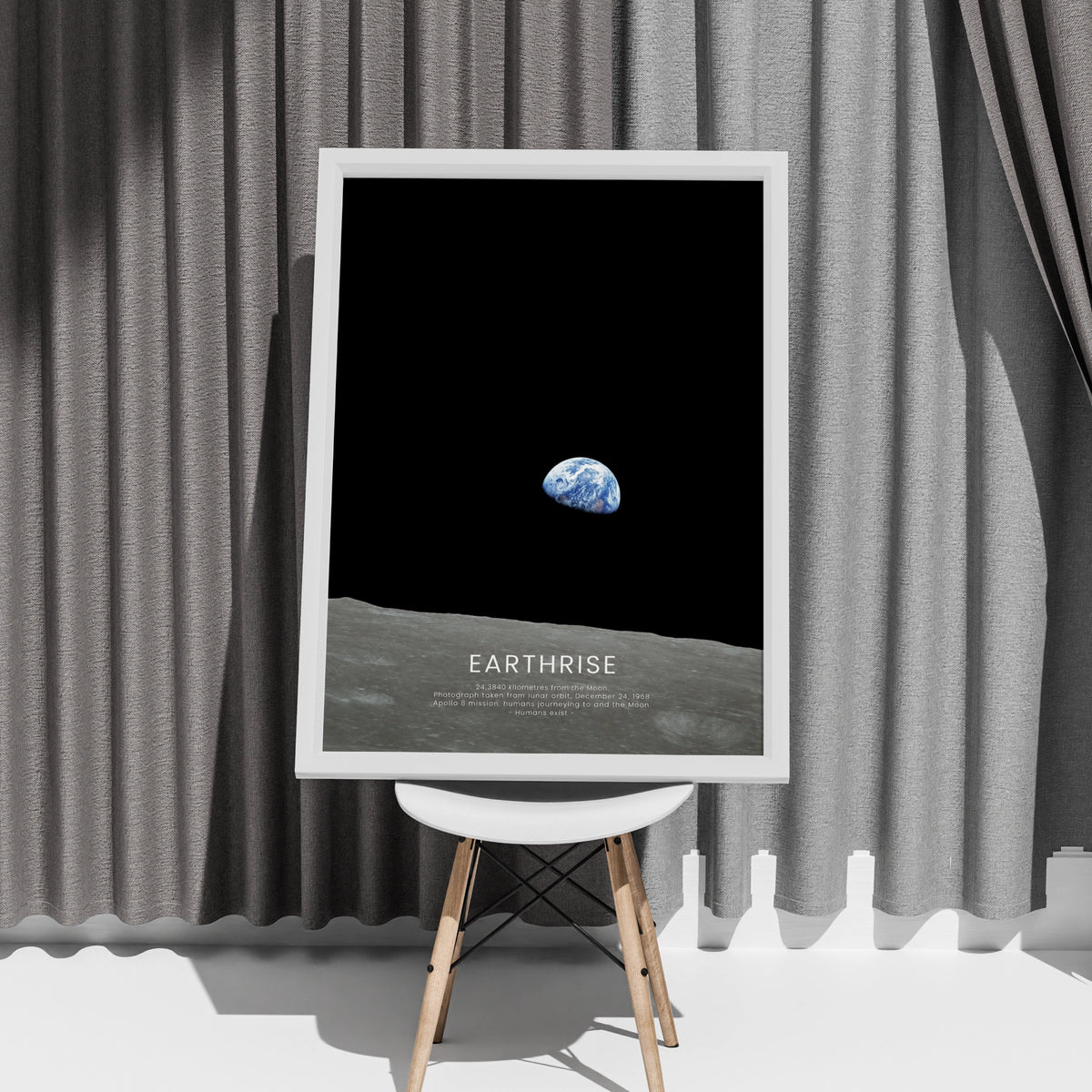 Earthrise Apollo 8 Space Poster, NASA Moon Photography Wall Art, Astronomy Print
