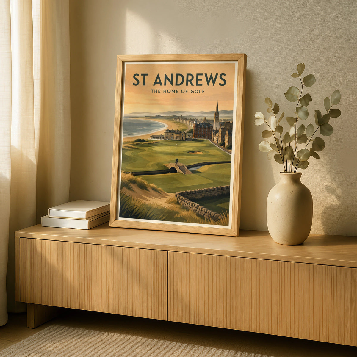 St Andrews Golf Poster, Home of Golf Print, Scotland Travel Wall Art, Vintage Style