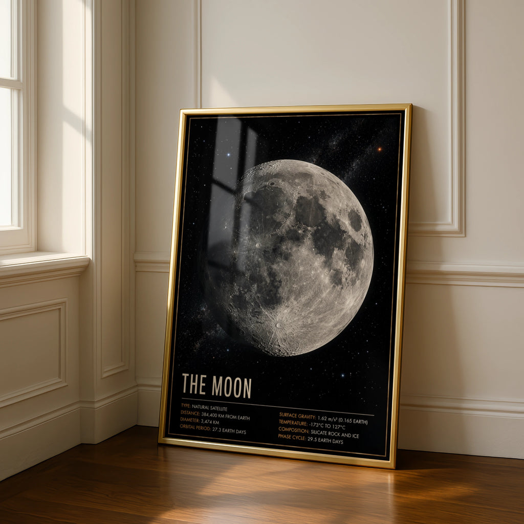 Moon Poster, Space Facts Wall Art, Astronomy Print, Solar System Decor