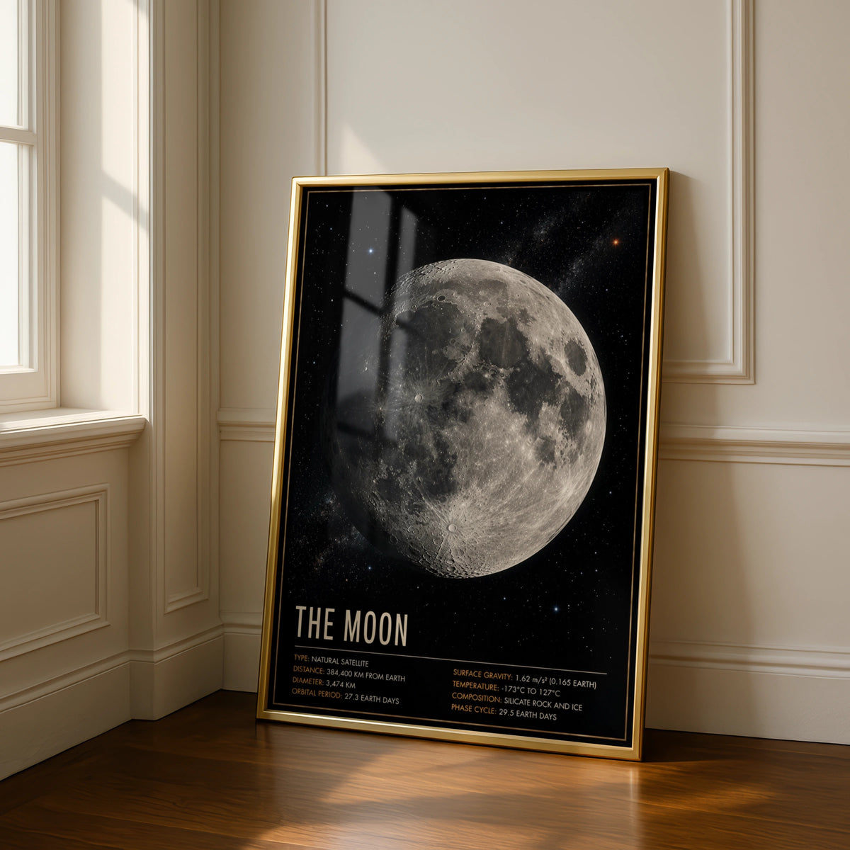 Moon Poster, Space Facts Wall Art, Astronomy Print, Solar System Decor