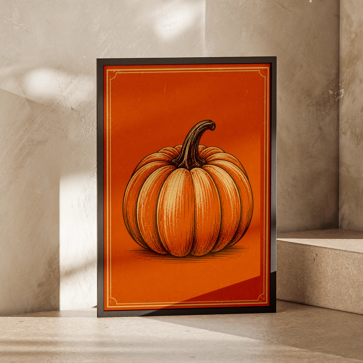 Retro Pumpkin Poster, Vintage Halloween Wall Art, Orange Autumn Print, Fall Decor