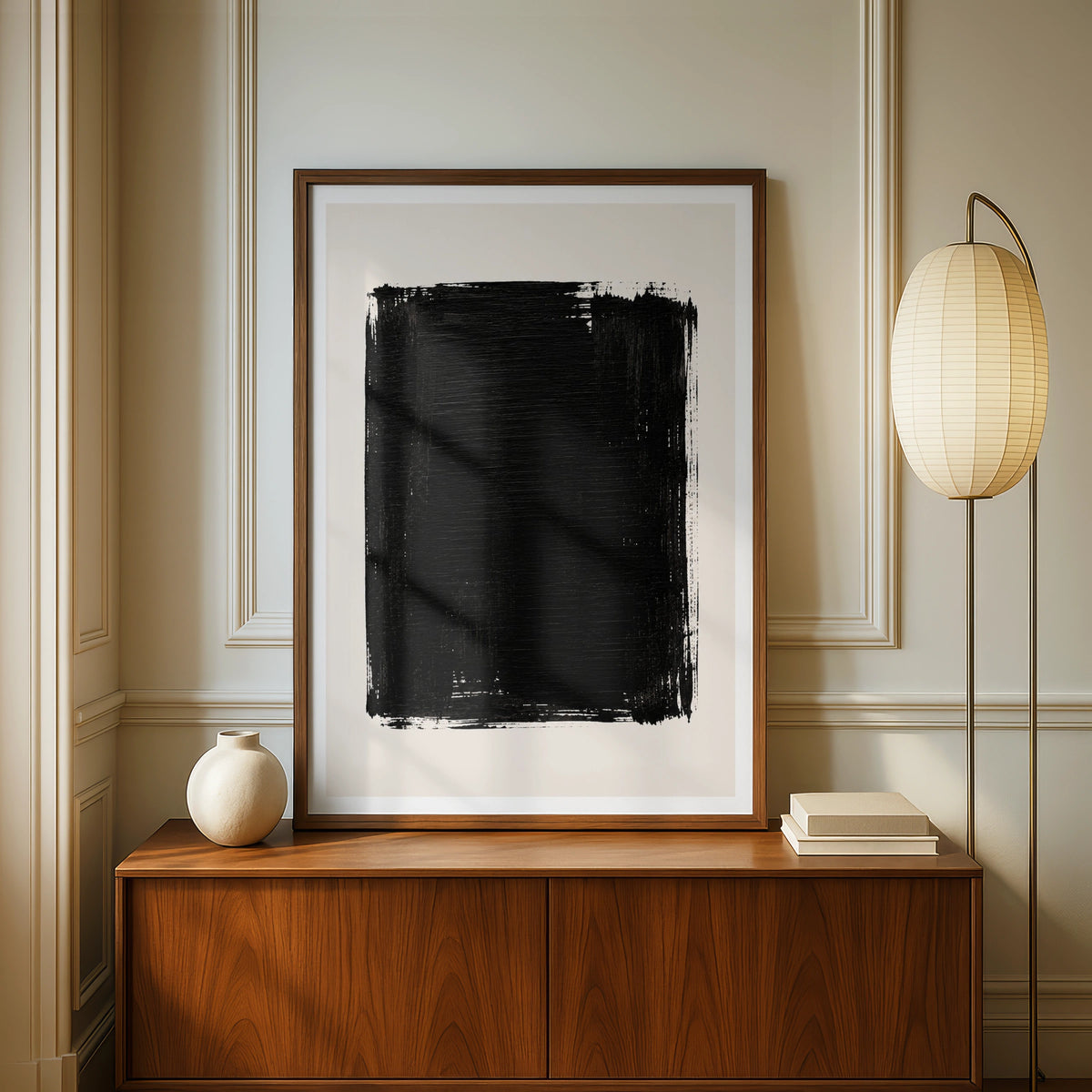 Black Abstract Brushstroke Poster, Minimalist Wall Art, Ink Square Print, Modern Decor