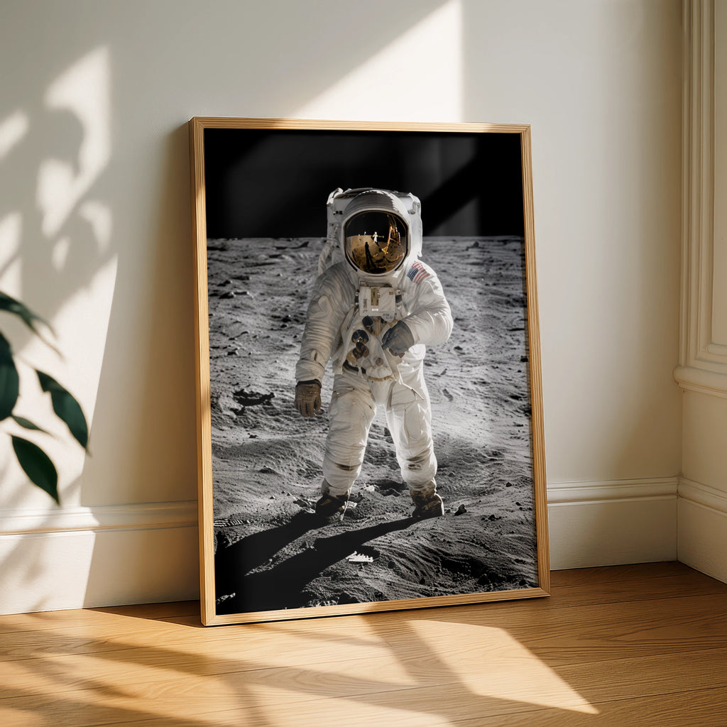 Astronaut Moon Landing Poster, Space Explorer Wall Art, NASA Lunar Print