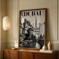 Dubai Mall Magazine Style Poster, Black White Travel Wall Art, Burj Khalifa Print