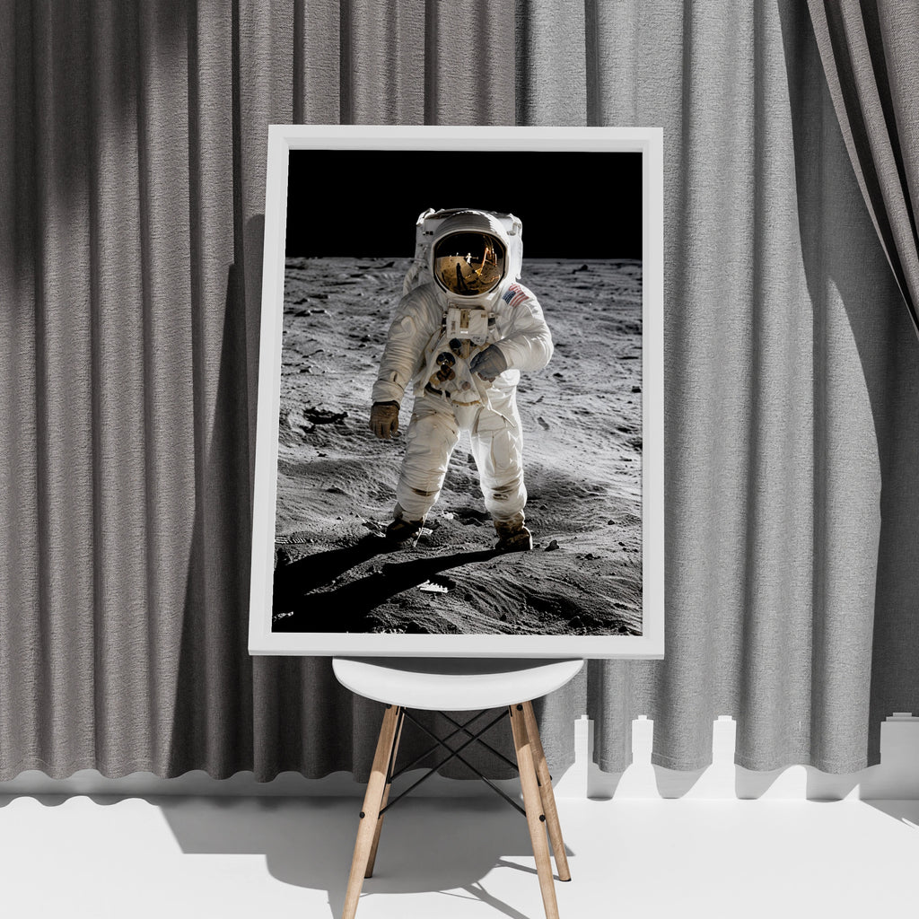 Astronaut Moon Landing Poster, Space Explorer Wall Art, NASA Lunar Print