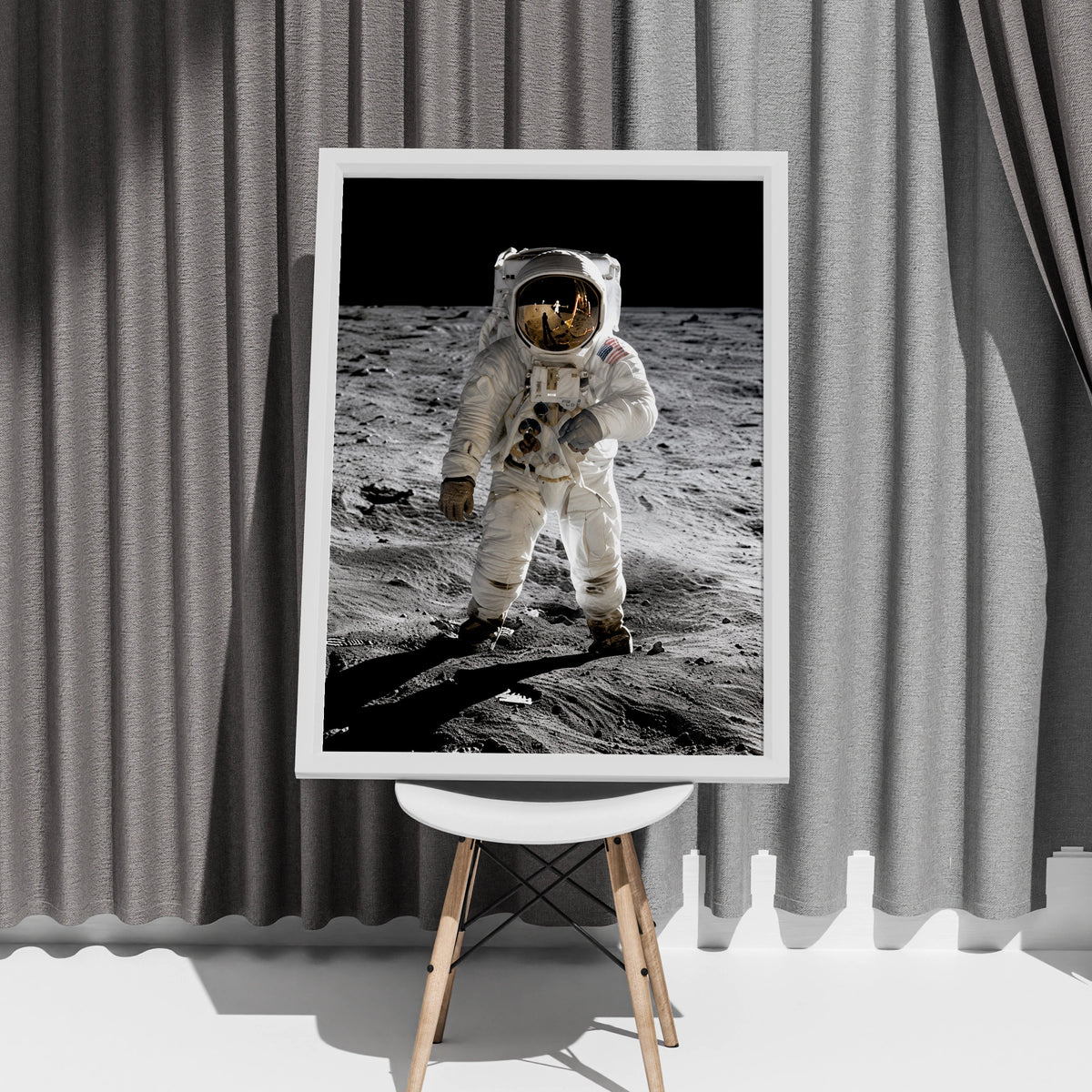 Astronaut Moon Landing Poster, Space Explorer Wall Art, NASA Lunar Print