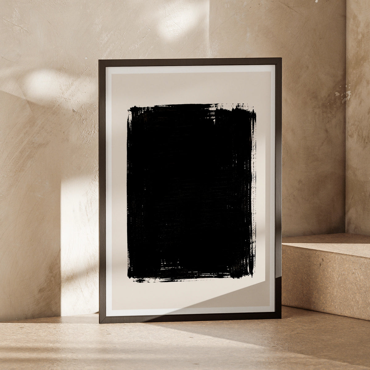 Black Abstract Brushstroke Poster, Minimalist Wall Art, Ink Square Print, Modern Decor