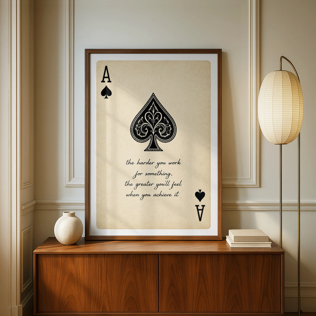 Ace of Spades Motivational Quote Poster, Vintage Playing Card Wall Art Print