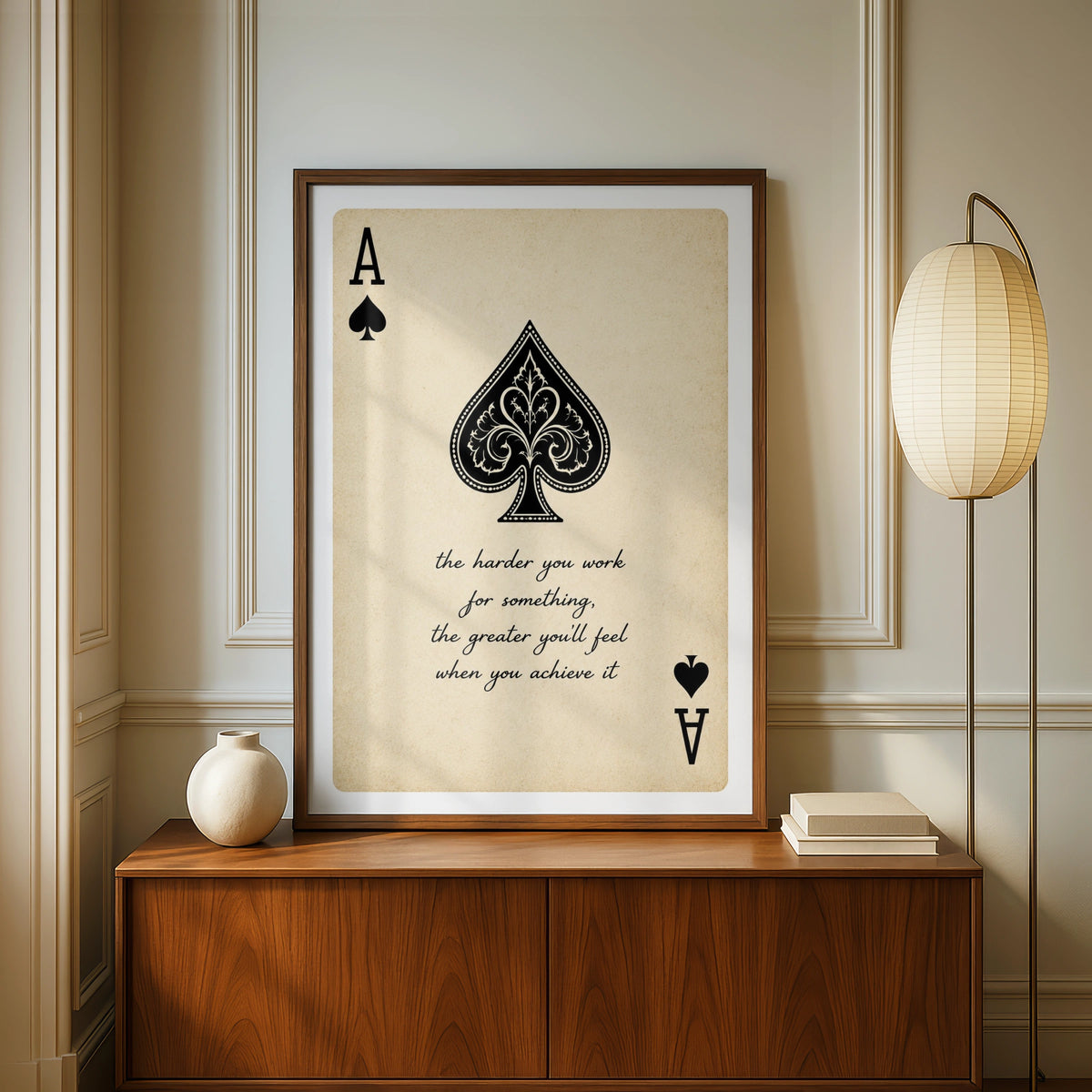 Ace of Spades Motivational Quote Poster, Vintage Playing Card Wall Art Print