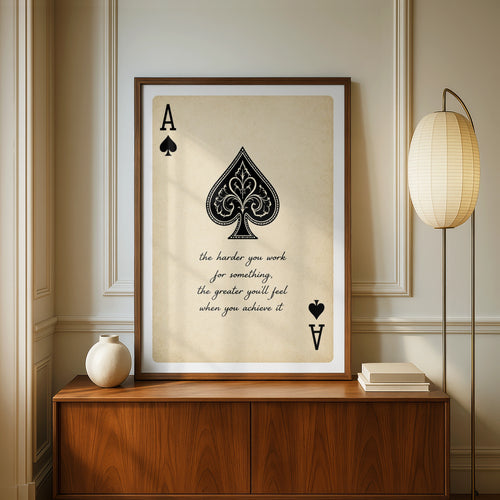 Ace of Spades Motivational Quote Poster, Vintage Playing Card Wall Art Print