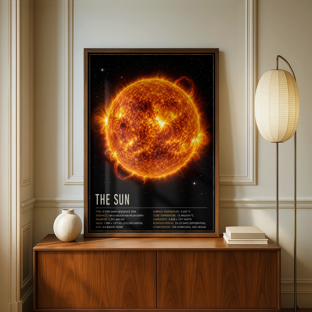 The Sun Space Poster, Solar System Wall Art, Astronomy Science Print, Office Decor