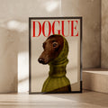 Dogue Magazine Cover Dog Poster, Funny Greyhound Wall Art, Whippet Fashion Print