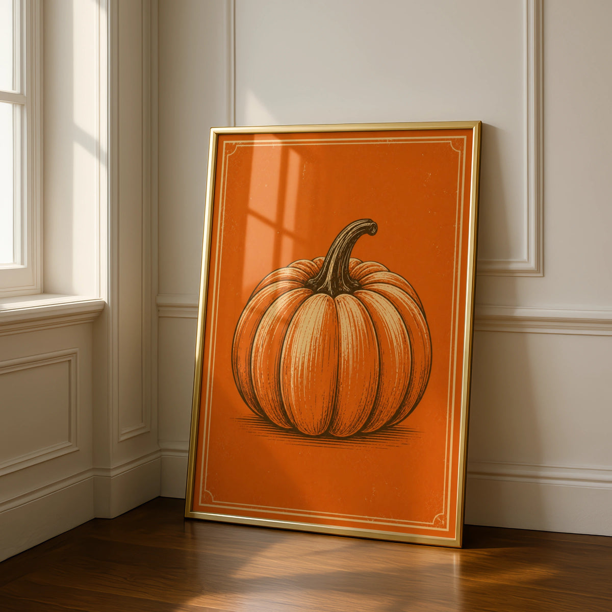 Retro Pumpkin Poster, Vintage Halloween Wall Art, Orange Autumn Print, Fall Decor
