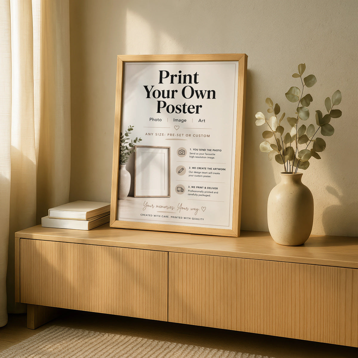 Custom Photo Poster, Print Your Own Image, Personalised Wall Art Any Size