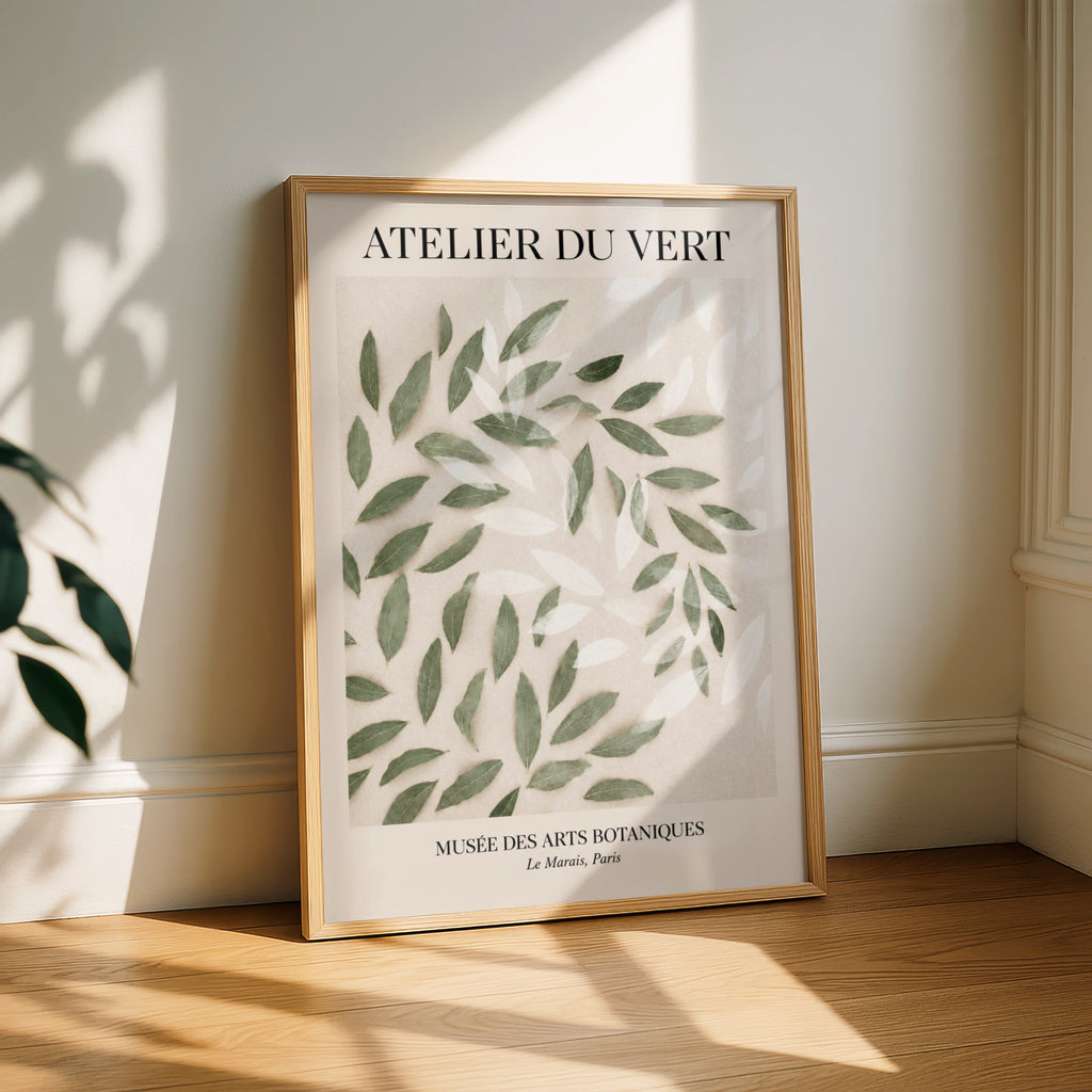 Atelier Du Vert Botanical Leaf Poster, Green Leaves Wall Art, Paris Museum Print