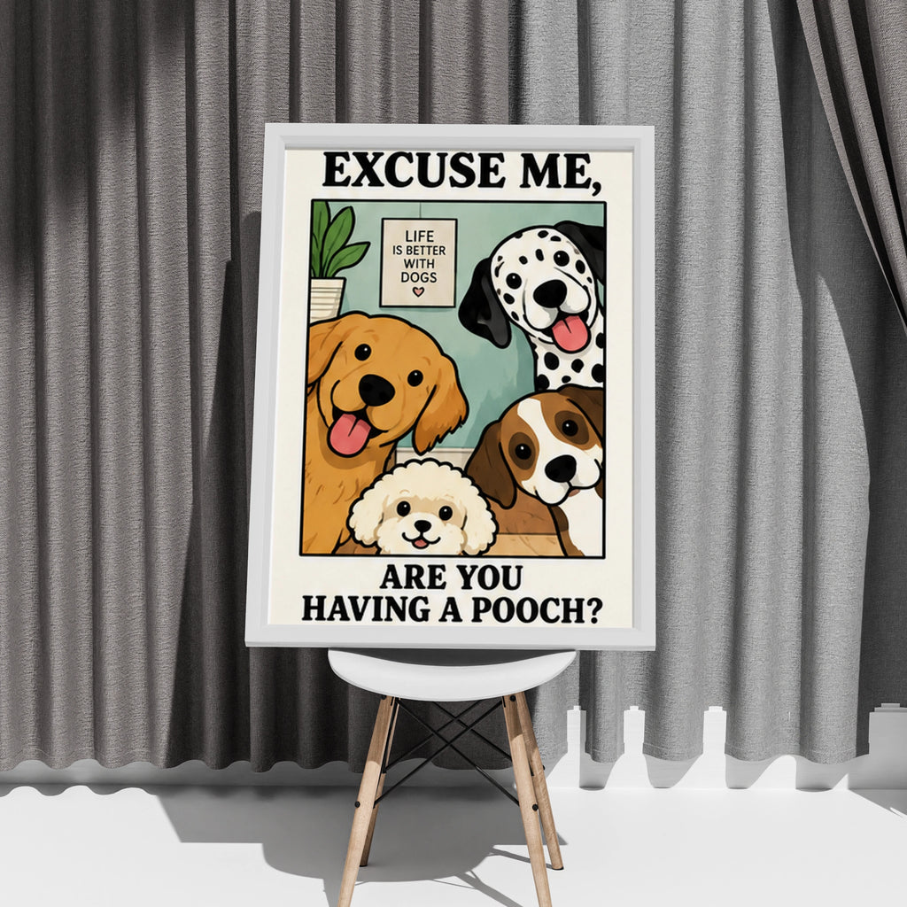 Funny Dog Lover Wall Art, Life Is Better With Dogs Poster, Cute Cartoon Dog Print