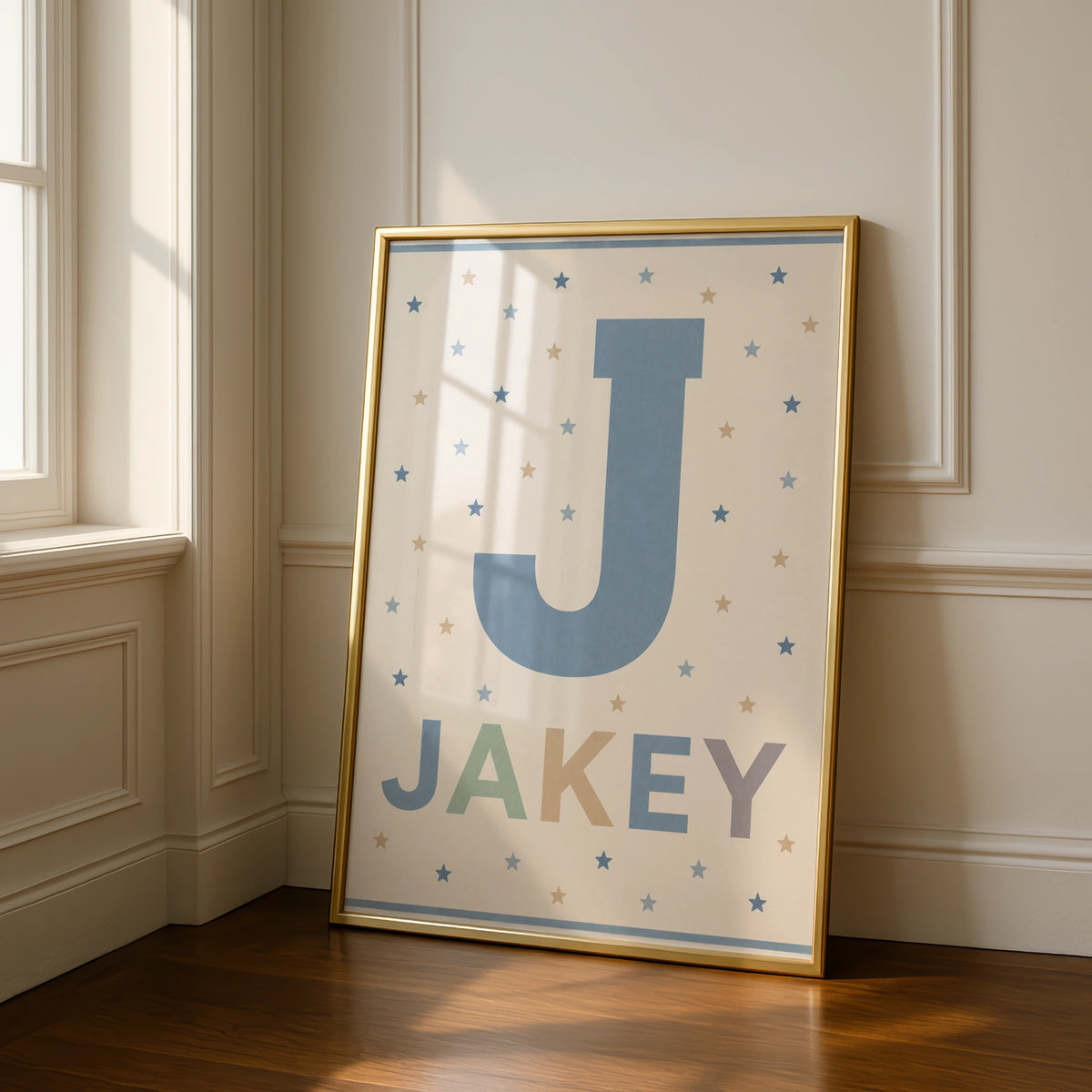Personalized Name Print, Letter  Boys Nursery Poster, Star Wall Art, Baby Gift