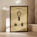 Edison Electric Light Bulb Patent Print, Vintage Invention Poster, Sepia Engineer Wall Art