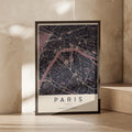 Paris Map Poster, France City Street Map Print, Dark Moody Wall Art, Seine River