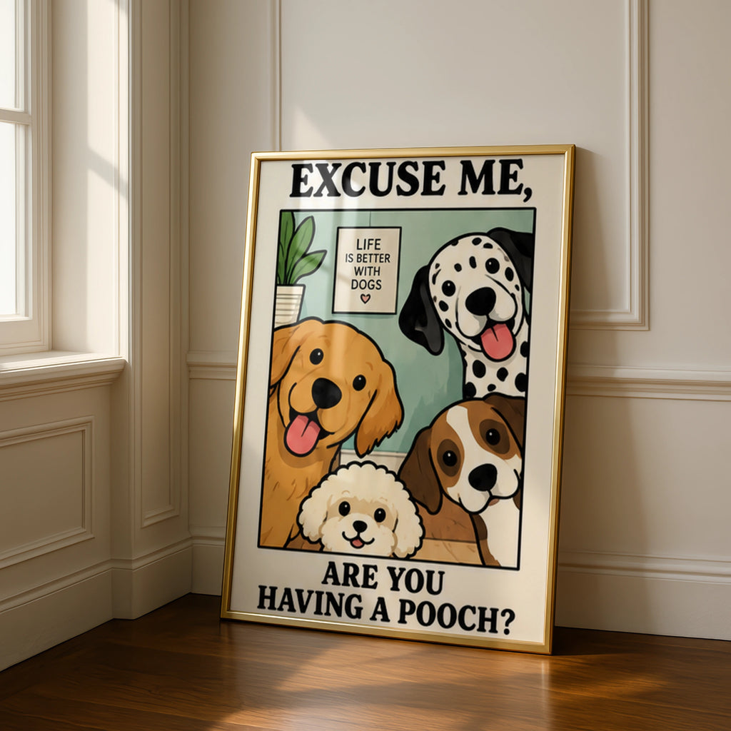Funny Dog Lover Wall Art, Life Is Better With Dogs Poster, Cute Cartoon Dog Print