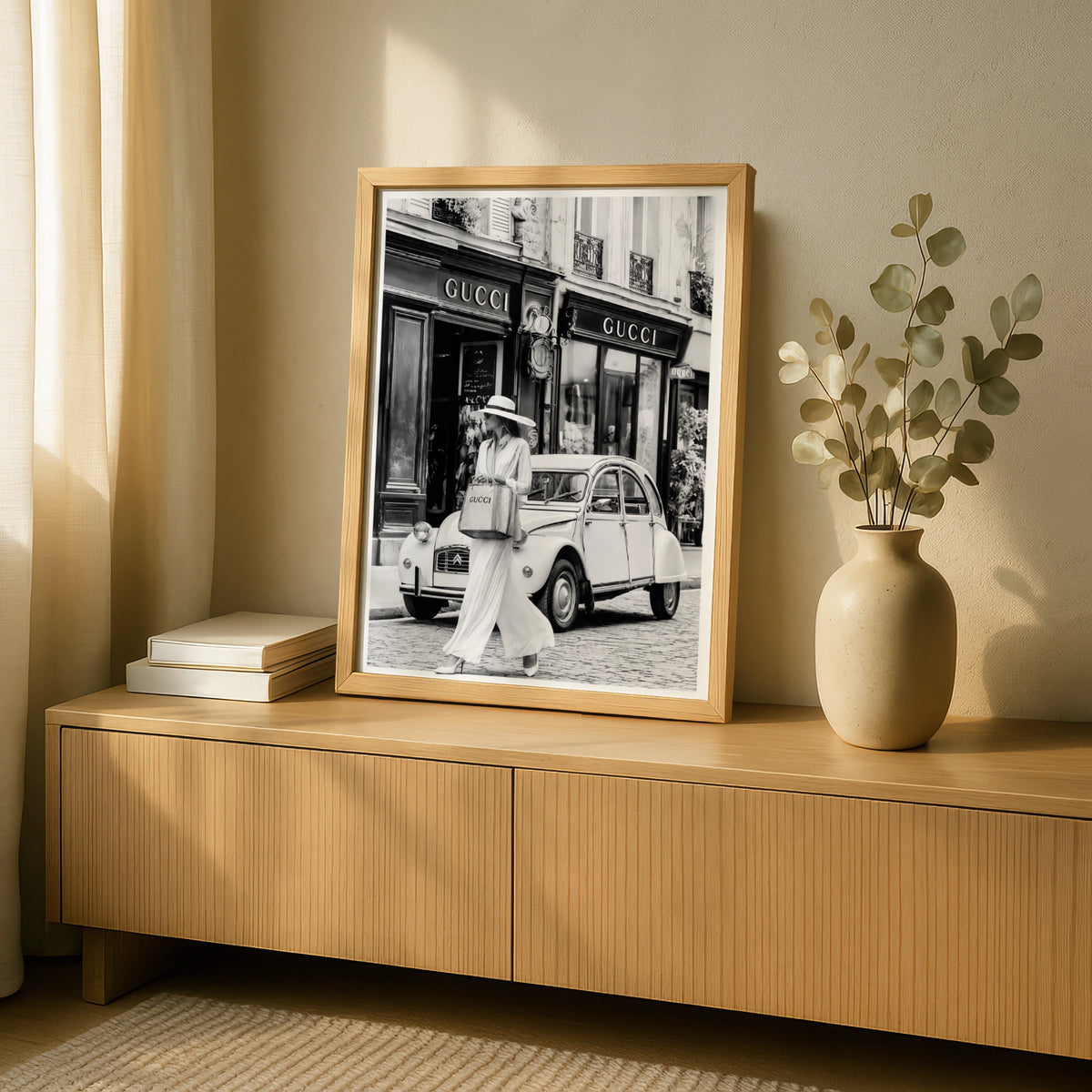 Paris Fashion Poster, Luxury Shopping Wall Art, Black White Chic Street Print