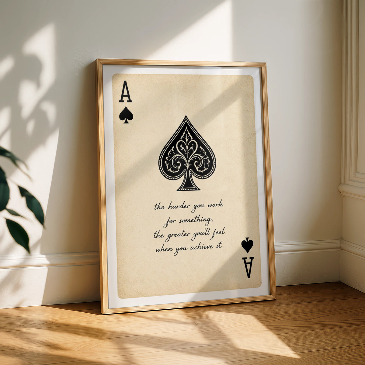 Ace of Spades Motivational Quote Poster, Vintage Playing Card Wall Art Print