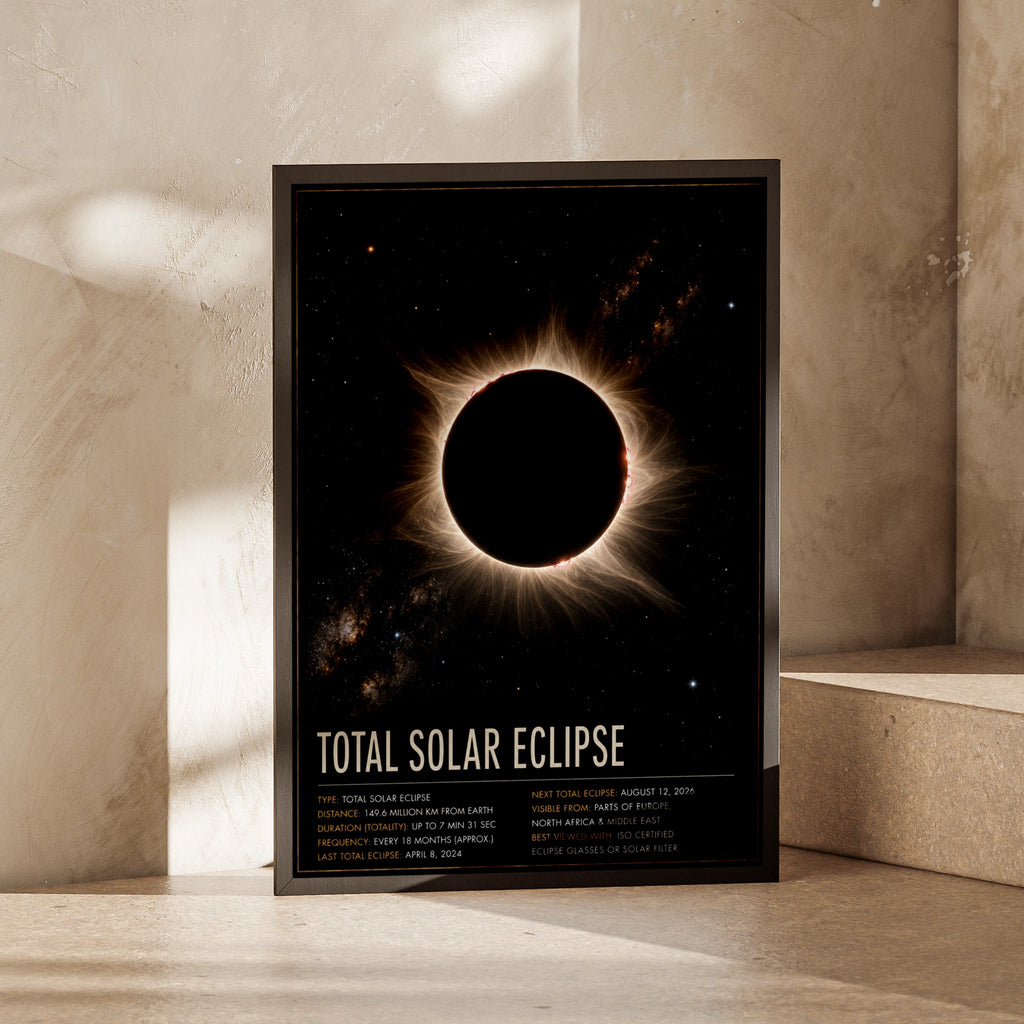Total Solar Eclipse Poster, Space Wall Art, Astronomy Print, Solar Corona Decor
