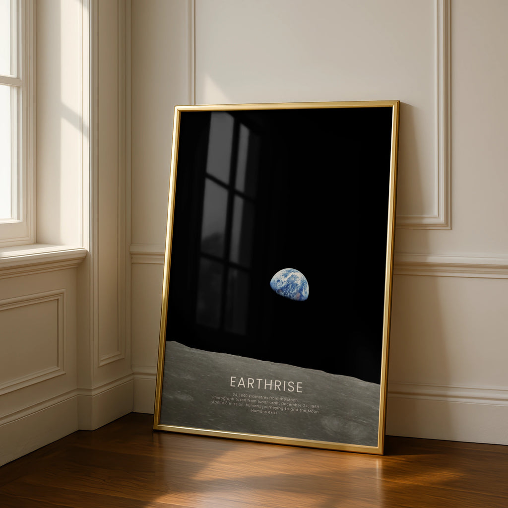 Earthrise Apollo 8 Space Poster, NASA Moon Photography Wall Art, Astronomy Print