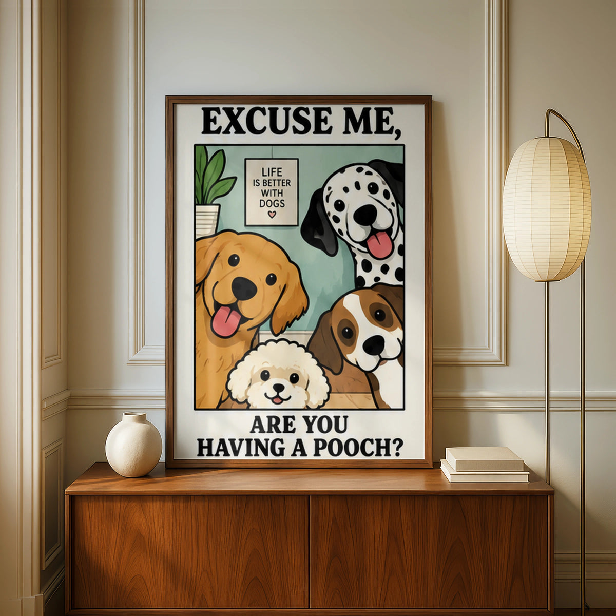 Funny Dog Lover Wall Art, Life Is Better With Dogs Poster, Cute Cartoon Dog Print