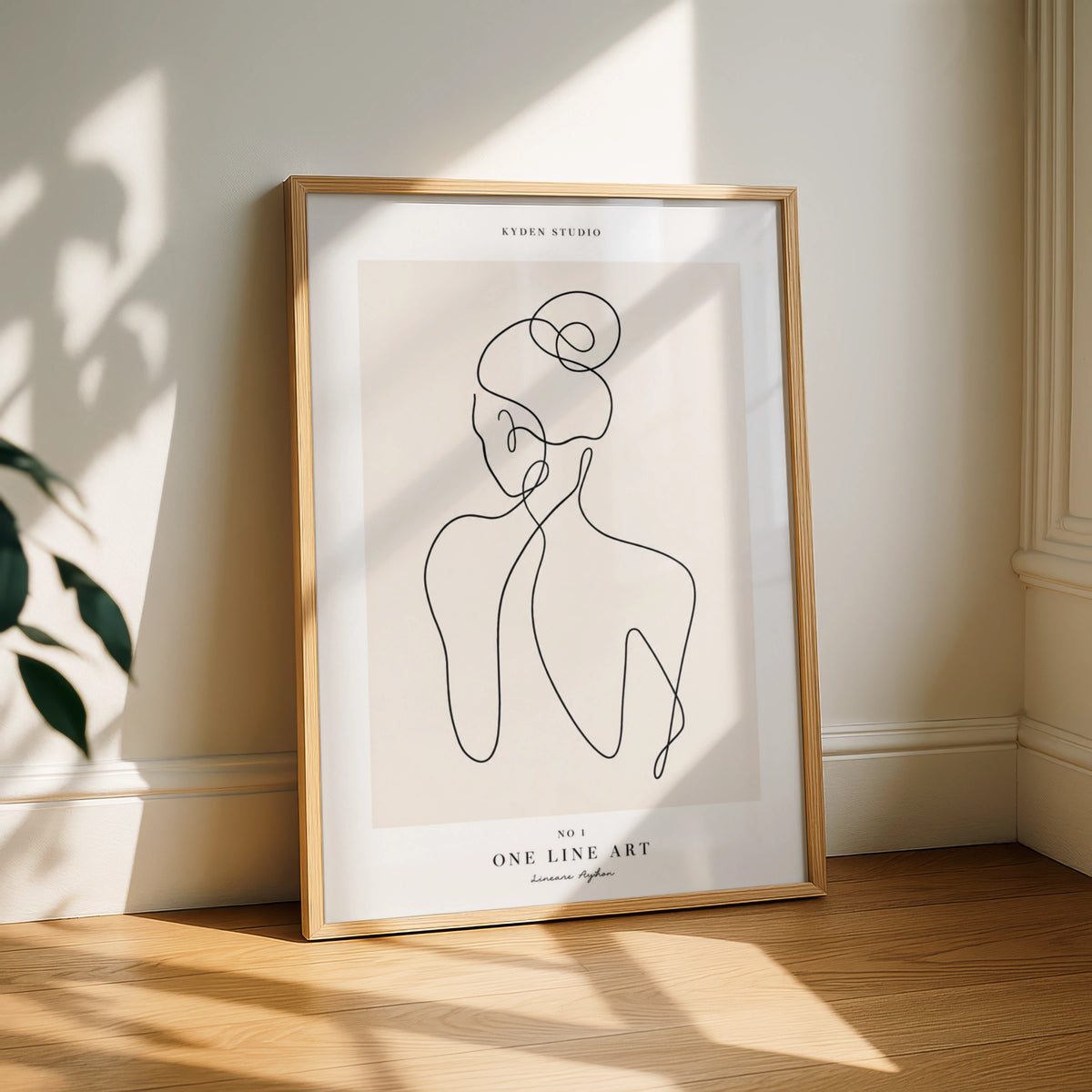 One Line Art Woman Poster, Minimalist Female Figure Print, Beige Wall Art